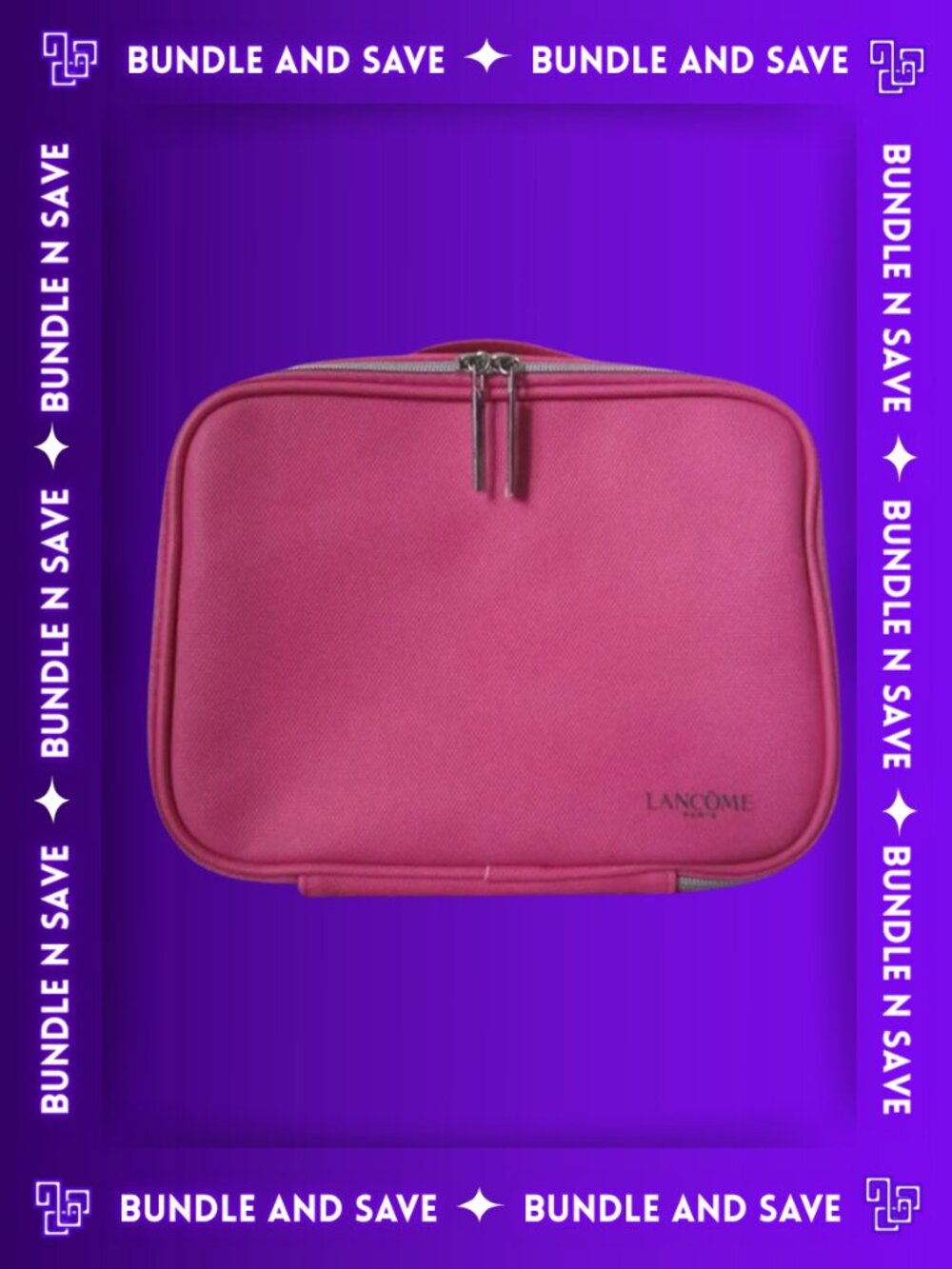 LANCOME Paris Bright Pink Makeup Cosmetic Bag – Zipper Pouch